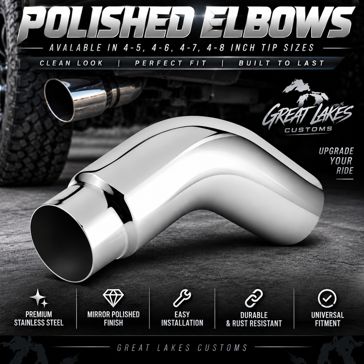 4” Polished Exhaust Elbows