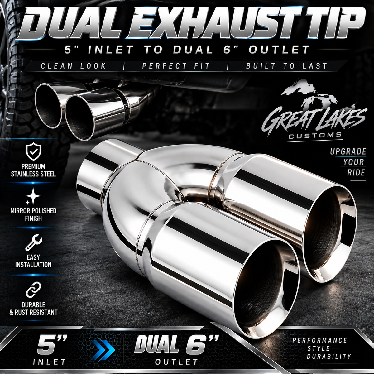 Polished Dual Exhaust tip